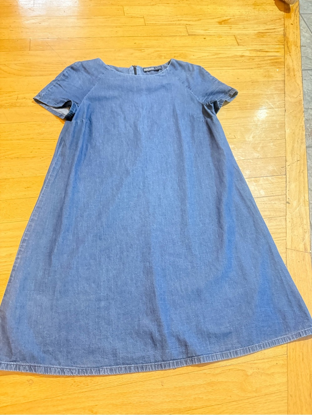 Zara Chambray A-Line Dress - Light Blue